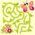 Help butterfly find path to flowers. Labyrinth. Maze game for kids Royalty Free Stock Photo